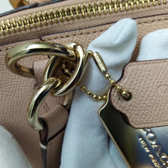 Coach Ava Pink Crossgrain Leather Double Handles Zipper Closure Tote Bag - Picture 6 of 16